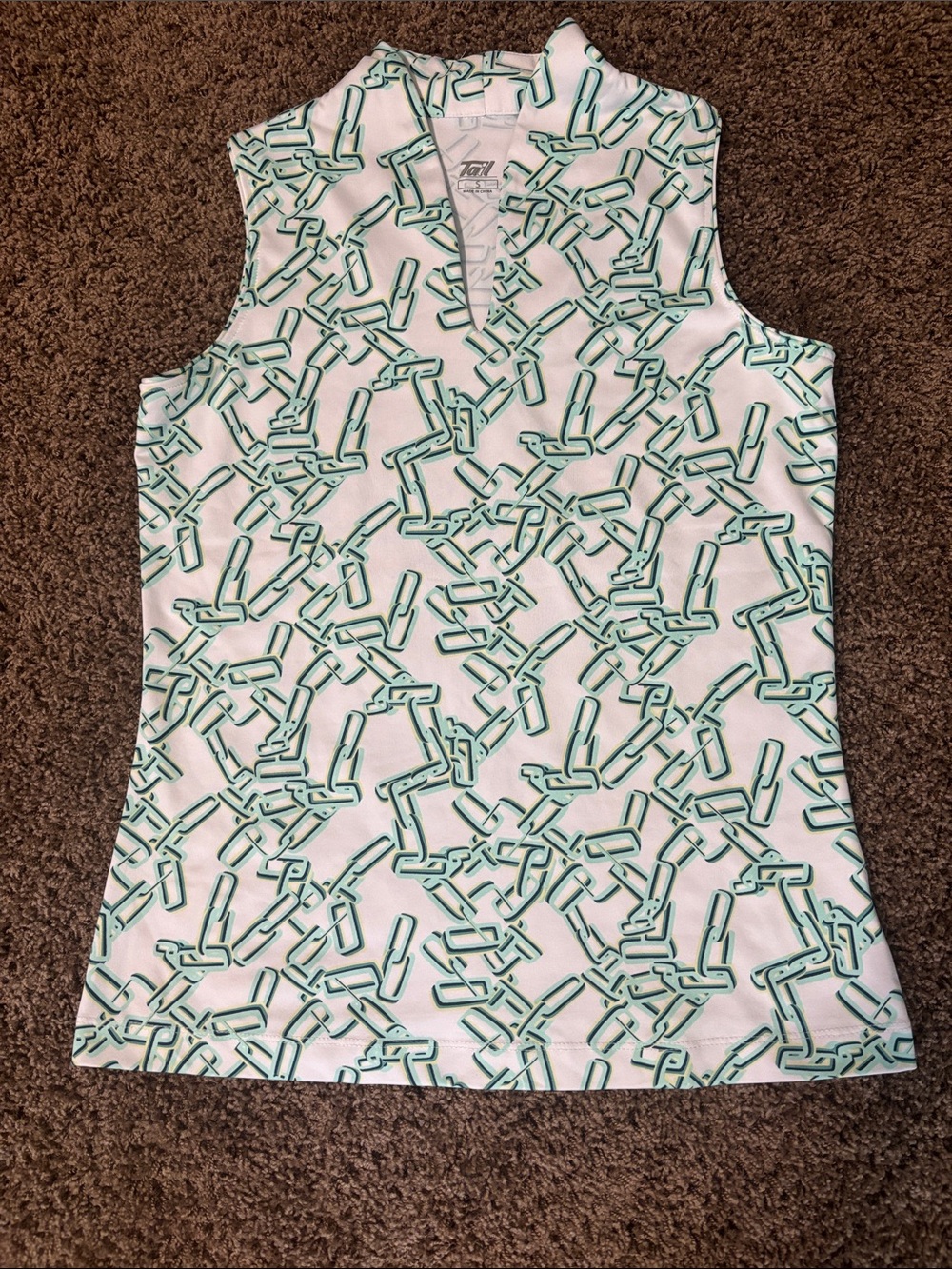 Tail Shirt Golf Tennis Pickleball White Sleeveless Chain Link Pattern Women’s S